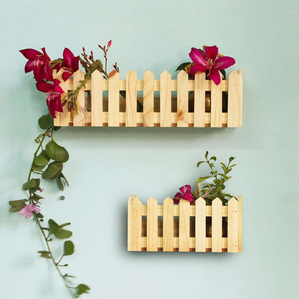 Baad Wall Shelf - Picket Fence Style Wooden Shelves Set of 2