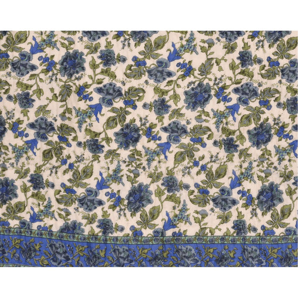 Blue Flower Mughal Print Cotton Razai /Quilt