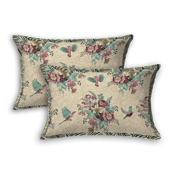 Floral Bird Design Bedsheet Set (2 Pillow Covers)