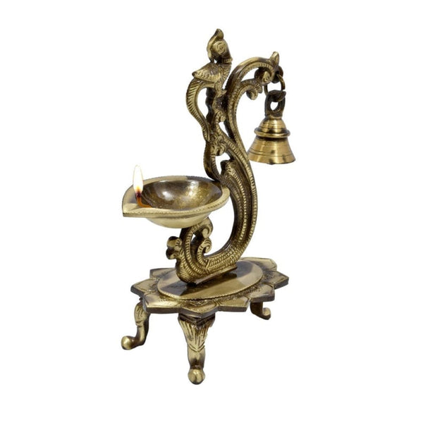 Handmade Brass Peacock Design Diya Candle Gold Color