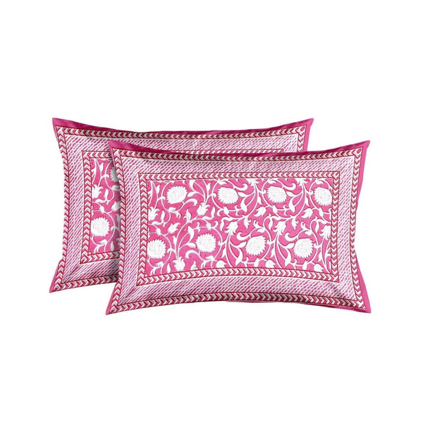 Pink Floral Jaipuri Bedsheet (Double bed)