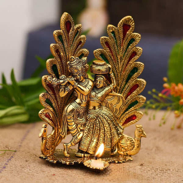 RADHA KRISHNA IDOL | Indian Handmade Peacock Design 