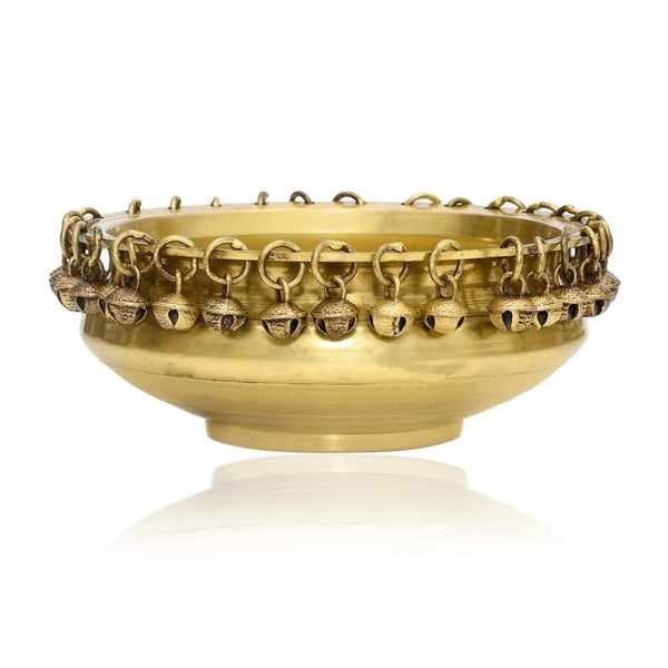 Traditional Brass Urli/Bowl With Bells Center table Decor