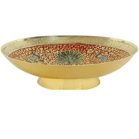 Brass Decorative Bowl Dry Fruit Bowl - Beautiful Red Color 