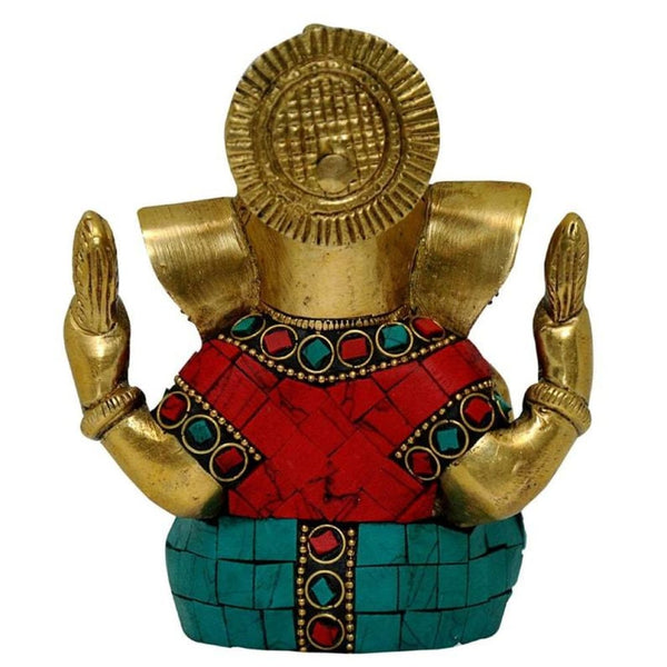 BRASS GANESHA IDOL Homemade Ganpati Statue Spiritual Table 