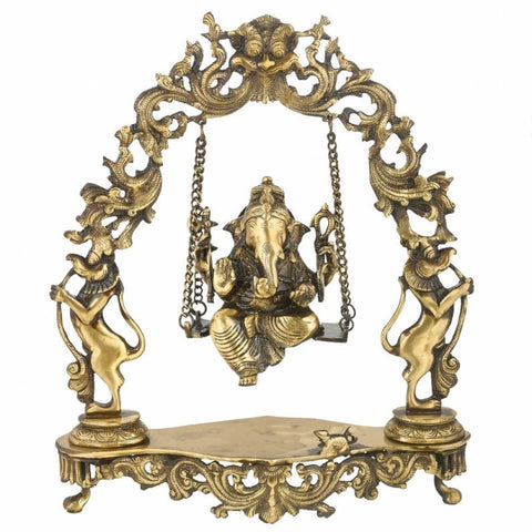 Brass Statue of Lord Ganesha Swing Ganesha Statue