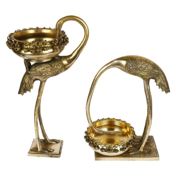 Brass Urli Swan Design Cone Holder Decorative Candle Holder