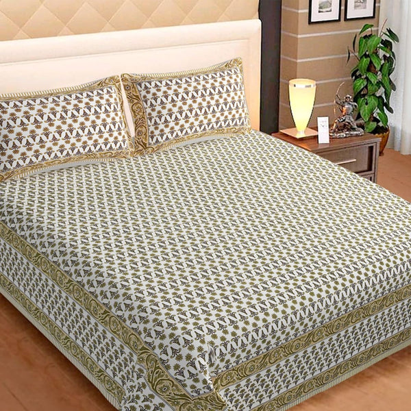 Classy Sanganeri Booti Jaipuri Bedsheet (Double bed)