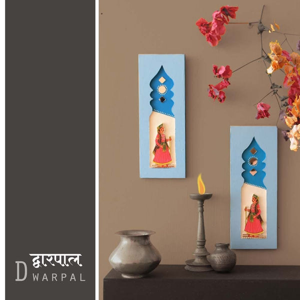 Dwarpal- Gatekeeper- Mudran Shaili Wall Decor Panel- Blue- 