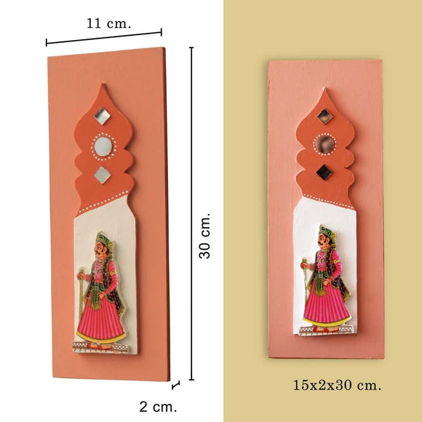 Dwarpal- Gatekeeper- Mudran Shaili Wall Decor Panel- Pink- 