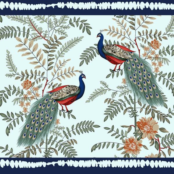 Green Tea Color leaf bird Design King size Bedsheet set (2 