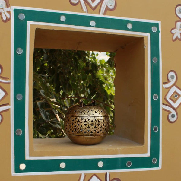 Handmade Degchi Lantern-Diya Handi Pot - A Dhoop Incense Holder (BxH : 13cm x 12cm) Set of 1
