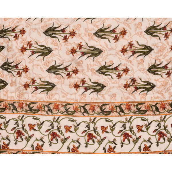 Light Floral Mughal Print Cotton Razai /Quilt