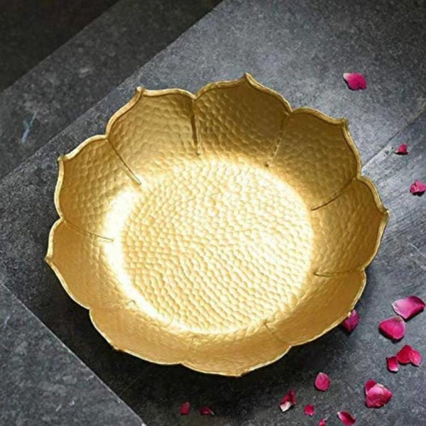 Lotus Design Urli Floating bowl Golden Color Urli Candle 