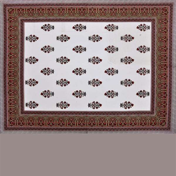 Maroon/Red Tree Design Cotton Jaipuri Bedsheet (Double Bed)