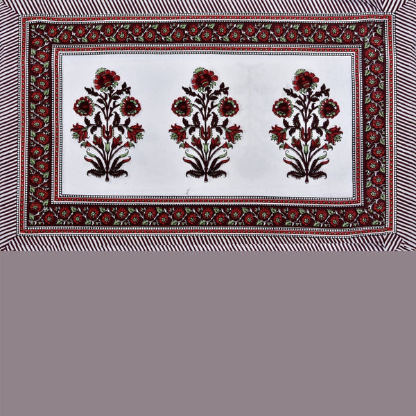 Maroon/Red Tree Design Cotton Jaipuri Bedsheet (Double Bed)