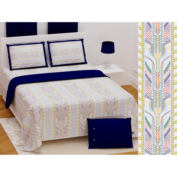Modern Kantha Pattern Design Bedsheet with Set of 2 Cushion 