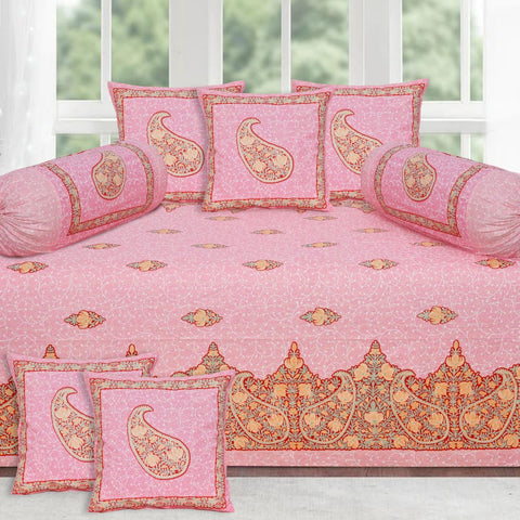 Pink traditional Gumbat Design Set (5 Cushion Cover + 2 