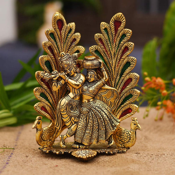 RADHA KRISHNA IDOL | Indian Handmade Peacock Design 