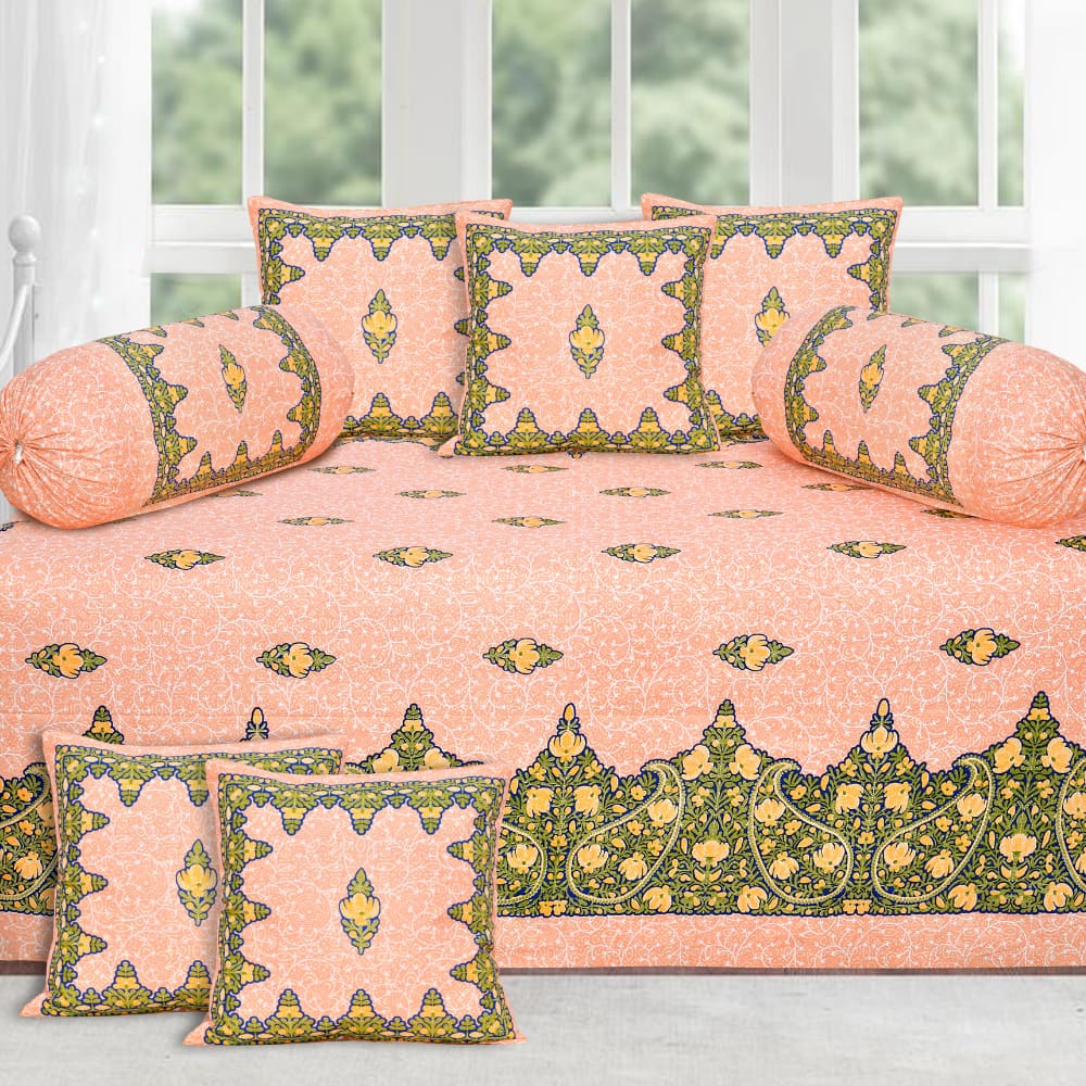 Selmon traditional Gumbat Design Diwan Set (5 Cushion Cover 