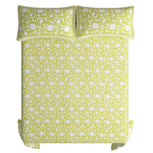 Traditional Floral Bedsheet (Double bed) -Green