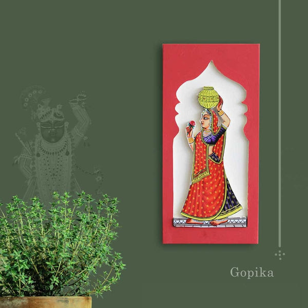 Traditional Rajasthani Women Painting- Set of 2 (Red)